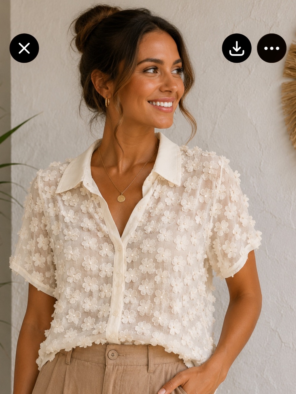Elegant White Floral Sheer Top